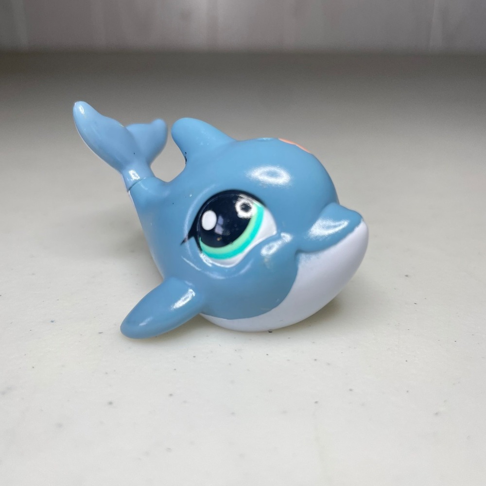 Hasbro Littlest Pet Shop Dolphin Fish 1603 Blue Flower LPS Figure